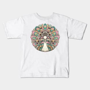 Pastel Majesty - Ornate Peacock Illustration Kids T-Shirt